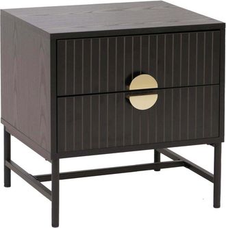 Hhg Comodino HHG-263, tavolino dappoggio comodino armadietto, cassetto melamina MDF metallo 50x48x39cm, effetto legno nero