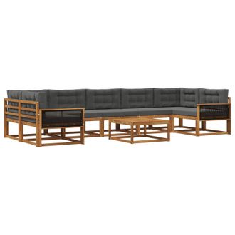 vidaXL Conjunto De Sof&aacute;s De Exterior 8 Pcs Natural Y Antracita Vidaxl