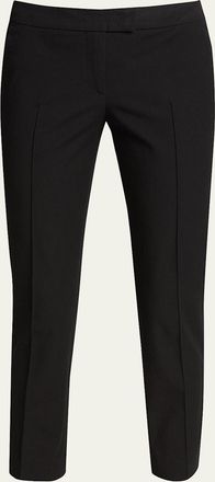 Akris Frankie Straight-Leg Cotton-Stretch Cropped Pants