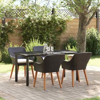 vidaXL Vidaxl - Conjunto De Comedor De Jard&iacute;n 5 Pcs Negro Rat&aacute;n Sint&eacute;tico