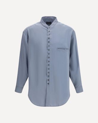 Giorgio Armani Washed silk Shirt with band collar Male S