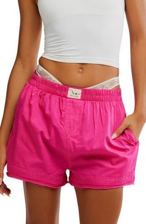 Free People Day to Day Boxer Shorts in Pink Peacock at Nordstrom Rack, Size X-Small