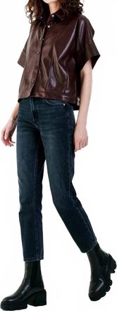 Dear John Denim Bess Vegan Leather Top In Brown