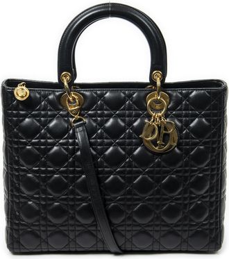 Dior Pre-owned Womens Large Lady Zip Shoulder Bag - Black - One Size