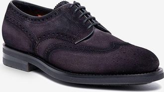 Santoni Patinierte perforierte Schn&uuml;rschuhe aus Wildleder