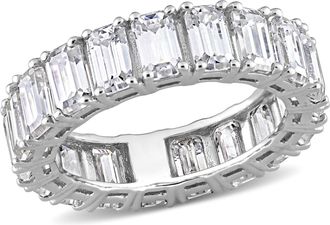 Mimi & Max 5 3/4ct DEW Emerald Cut Created Moissanite Eternity Ring 14k White Gold