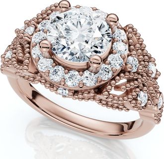 Pompeii3 1Ct Vintage Accent Halo Diamond Engagement Ring 14k Gold or Platinum Lab Grown