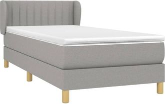 vidaXL Vidaxl - Cama Box Spring Con Colch&oacute;n Tela Gris Claro 100x200 Cm