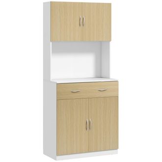 HOMCOM Alacena de cocina 80x40x180 cm madera natural