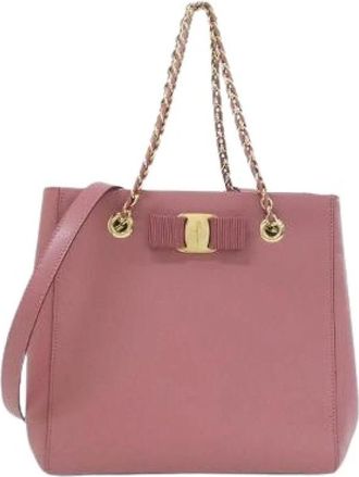 Ferragamo Pre-owned Calf Handbag - Dames - Vintage Shopper - Roze - ONE Size - Leer - Vintage