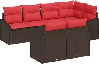 vidaXL Juego De Sof&aacute; 7 Uds. Marr&oacute;n Rat&aacute;n Sint&eacute;tico Vidaxl