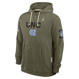 Nike Jordan Mens North Carolina 2025 Military Appreciation Jordan Brand Dri-FIT College Pullover Hoodie in Green | 0JAZ2DHNCN-R4M