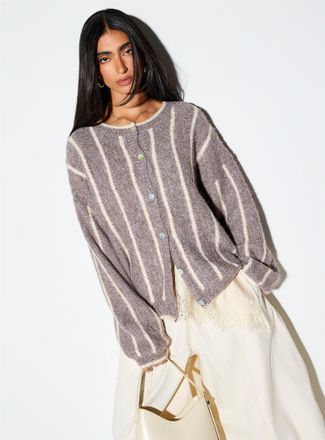 Icone Womens Vertical stripe wool-blend Cardigan Sweater