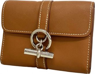 Herm&egrave;s Gold Swift Leather Coin Purse/Coin Case (Pre-Owned)