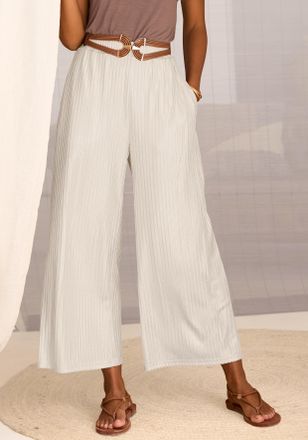 Lascana Palazzohose LASCANA, Damen, Gr. 34, N-Gr, gold (beige, goldfarben), Jersey, Obermaterial: 95% Polyester, 5% Elasthan, metallisierte Fasern, figurumspi