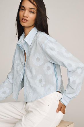Maeve Floral Crop Buttondown Shirt
