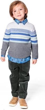 Deux par Deux Knitted Jacquard Sweater in Dark Gray at Nordstrom, Size 18M