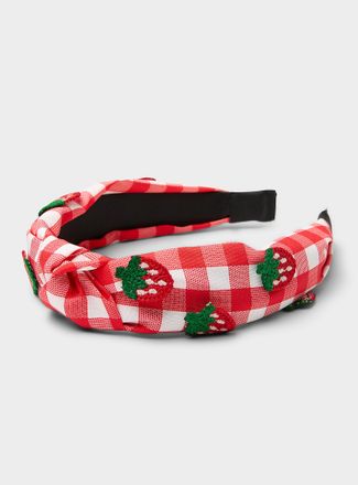 Simons Womens Appliqu&eacute; fruity gingham knotted headband