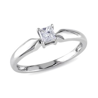 Amour 1/4 CT TW Princess Cut Diamond Solitaire Engagement Ring In 10K White Gold