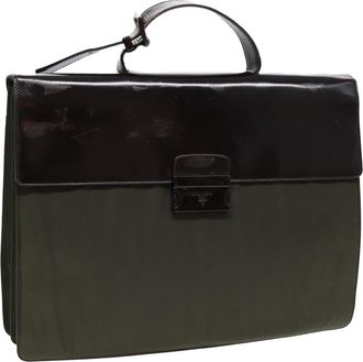 Prada Vintage Briefcase Tessuto Khaki Nylon Briefcase Bag (Pre-Owned)