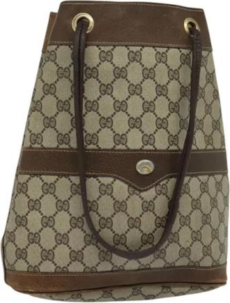 Gucci Pre-owned Leather gucci-bags - Dames - Vintage Tas - Beige - ONE Size - Leer - Vintage