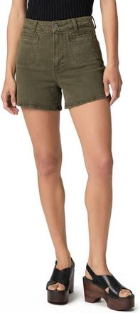 Paige Dani Welt Pocket High Waist Denim Shorts in Vintage Bayou Green at Nordstrom, Size 23