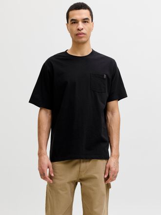 Jack & Jones Kurzarmshirt JACK & JONES JJEDOVER SLUB TEE SS NOOS, Herren, Gr. XL, schwarz, Jersey, Obermaterial: 95% Baumwolle, 5% Elasthan, unifarben, relaxed fit