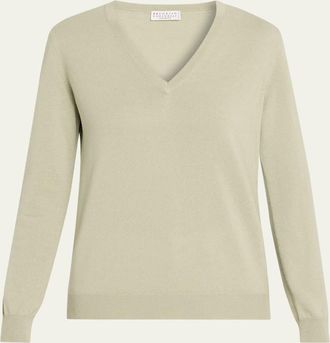 Brunello Cucinelli Monili-Trim V-Neck Cashmere Sweater