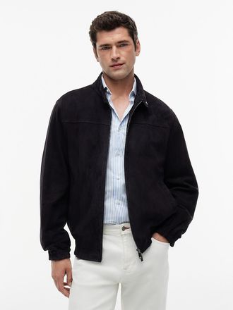 Tommy Hilfiger Mens Relaxed Suede Moto Jacket - Light Navy - L