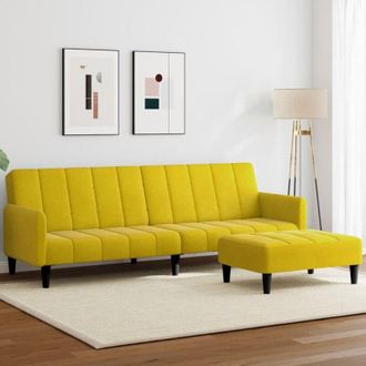 vidaXL Vidaxl - Divano Letto 2 Posti con Sgabello Giallo in Velluto