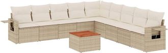 vidaXL Juego De Sof&aacute;s Jard&iacute;n Con Cojines Beige 10 Pzas Rat&aacute;n Sint&eacute;tico Vidaxl