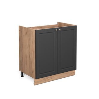 Vicco Armario Bajo Para Fregadero Fame-line, Antracita-oro, 80 Cm Sin Encimera