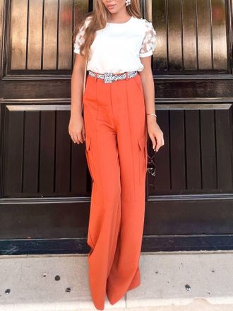 DO+BE Collection Wide Leg Cargo Pants In Terra Cotta