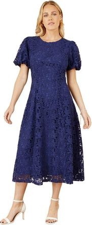 Yumi Lace Midi Skater Dress in Navy at Nordstrom, Size 12
