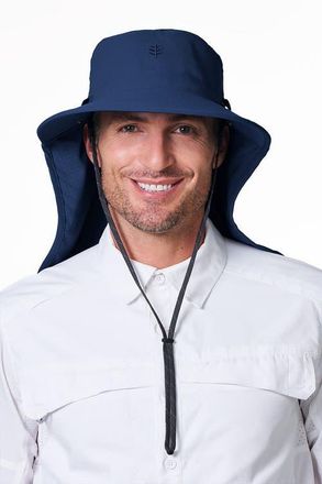 Coolibar Stevie Ultra Sun Hat with Neck Drape & Clip-On Face Mask, UPF 50+ Sun Protection in Navy at Nordstrom