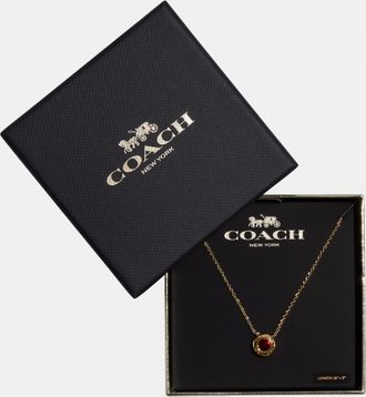 Coach Womens Open Circle Stone Necklace - Red Metal - One Size