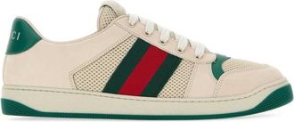 Gucci White Color Block Lace Up Sneakers