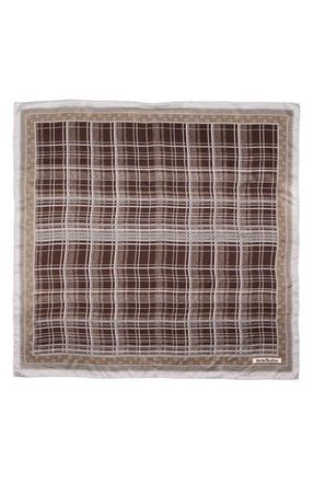 Acne Studios Volta Check Organic Silk Square Scarf in Grey/brown at Nordstrom