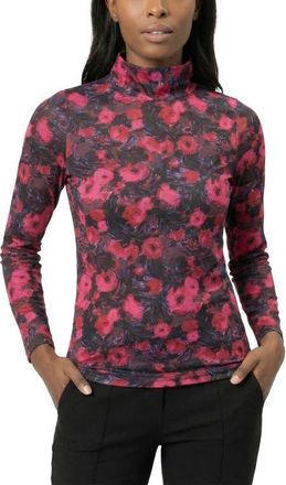 Area Stars Lee Mock Neck Jersey Top in Rose Print at Nordstrom, Size X-Small