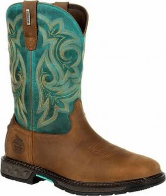Georgia Boot Womens Carbo-Tec Lt Waterproof Pull-On Boot In Green/brown