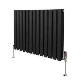 MonsterShop Oval Column Radiator & Valves - 600mm x 780mm - Black