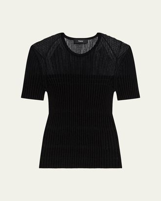 Theory Sheer Stripe Crewneck Tee