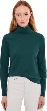 L.L.Bean Signature Lightweight Cotton Turtleneck Womens T Shirt Deepest Green : LG
