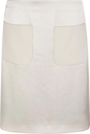 Courr&egrave;ges Two Pockets Satin Pencil Mini Skirt - Dames - Kokerrokken - Beige - XS - Polyester - Rokken