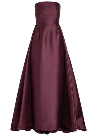 Solace London Tiffany Strapless Faille Gown - Aubergine - 12 (UK12 / M)