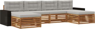 vidaXL Conjunto De Sof&aacute;s De Exterior 6 Uds. Natural Y Gris Claro Vidaxl
