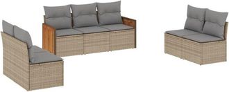 vidaXL Set Sof&aacute;s De Jard&iacute;n 7 Piezas Y Cojines Rat&aacute;n Sint&eacute;tico Beige Vidaxl