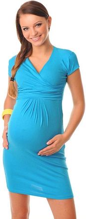 Purpless Maternity Classic V-Neck Short Pregnancy Woman Dress 8415 (14, Sky Blue)
