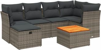 vidaXL Set De Sof&aacute;s De Jard&iacute;n 7 Piezas Con Cojines Rat&aacute;n Pe Gris Vidaxl