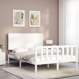 vidaXL Bed Frame without Mattress White Small Double Solid Wood Pine Vidaxl